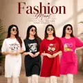 ৪ পিস লেডিস লং টি-শার্ট কম্বো ১১৯৯ টাকা (Style-Orange Juice Megenta // Embrance White // Labubu Black // Sunny Days Merun)