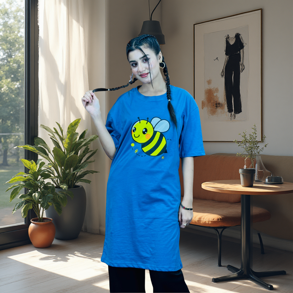 2 Pis Long T-Shirt Combo (BEE Light Blue // BOBA Black)